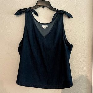 Denim chambray bow tank - NWT